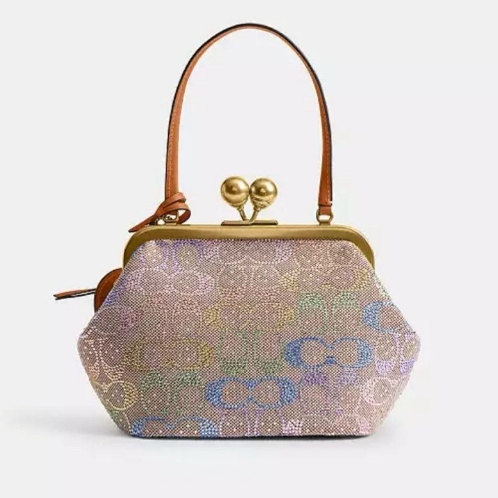 Coach Pastel Multicolor Signature Frame Top-Handle Bag